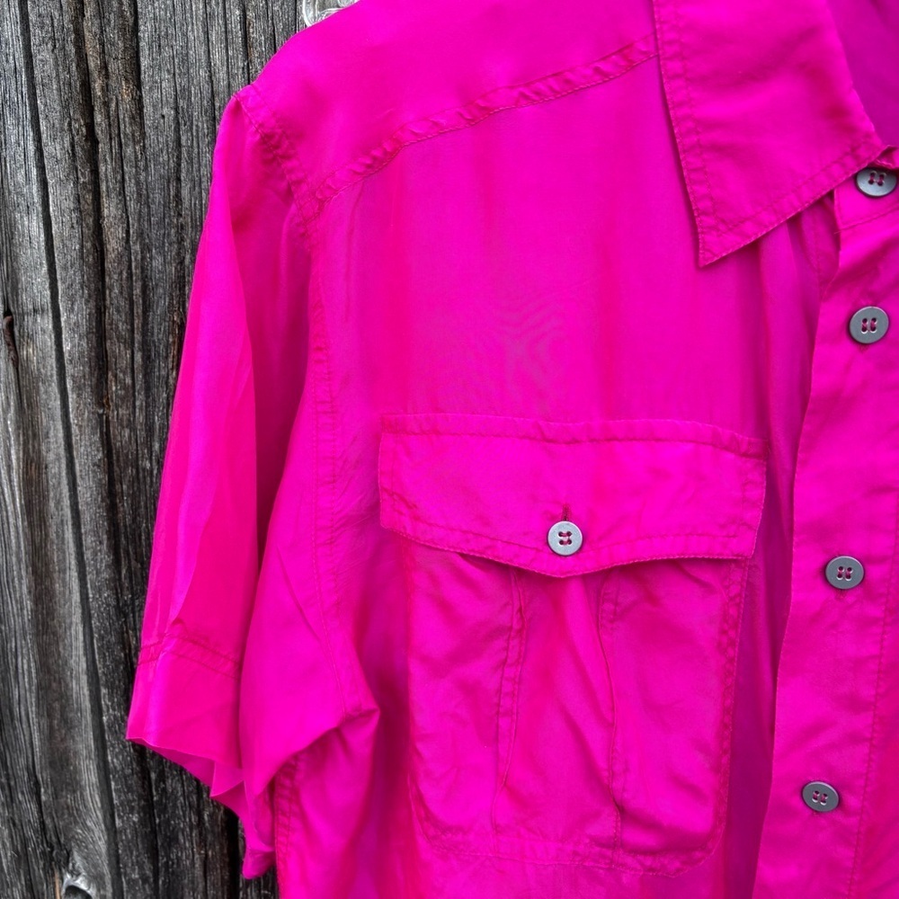 Casual Corner Fuchsia 100% Silk Blouse and Parachute Pants. Vintage 80’s size L - Picture 13 of 14